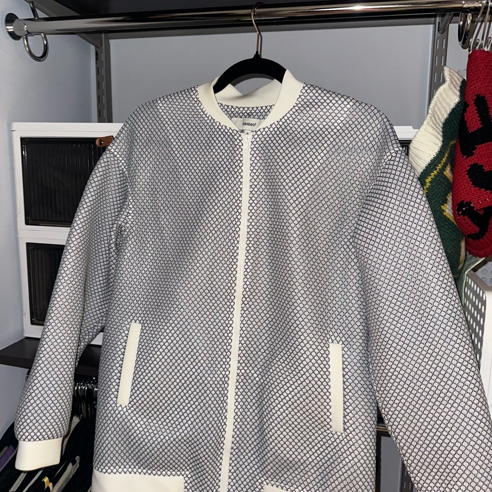 Cameo JacketBoxy gray White and Black Women's Jacket I/s netted zip up bomber